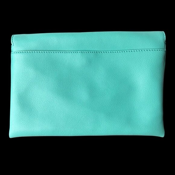 J CREW Teal Turquoise Purse Handbag Leather Envelope Clutch Shoulder Bag Chain - Picture 4 of 7